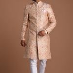 Handmade Banarasi Brocade Achkan | Silver Pink Father Son Combo | Jaipurio